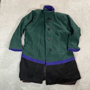 Vintage Projections Overcoat Jacket Women's Pea Coat Wool Green Blue Size 8